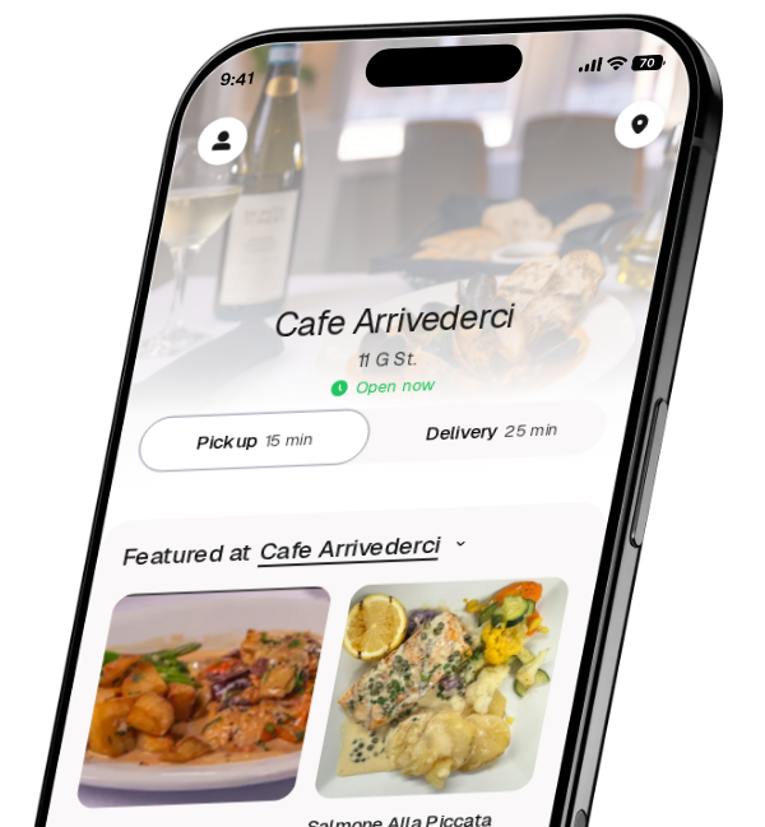 Cafe Arrivederci app preview