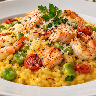 Risotto con Salmone E Fava