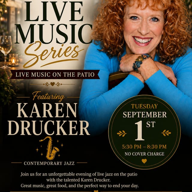 🎶Live Music on the Patio Featuring Karen Drucker